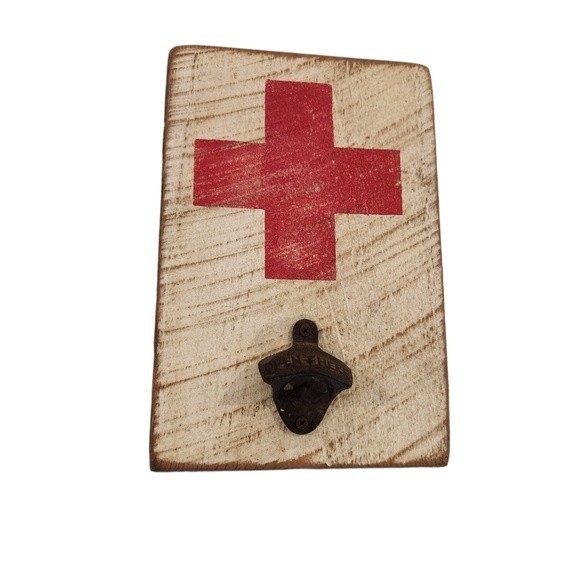 Seven Anchor Design First Aid Bottle Opener | Distressed Wall Decor - Picture 1 of 6